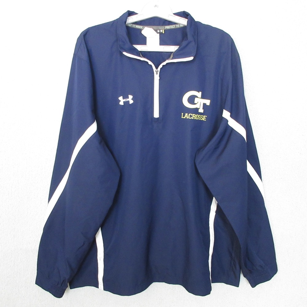 Under Armour Georgia Tech Lacrosse Jacket Navy Blue Quarter Zip Men XL Loose Fit